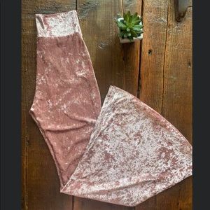 Dusty Rose Crushed Velvet Flares NWOT - Medium